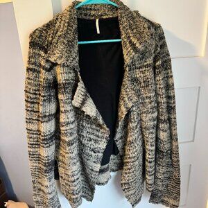 FREE PEOPLE Women Zebra Yarn Double Breasted Wool Blend Cardigan Size Small